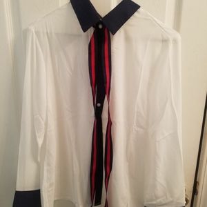 White woman smart shirt